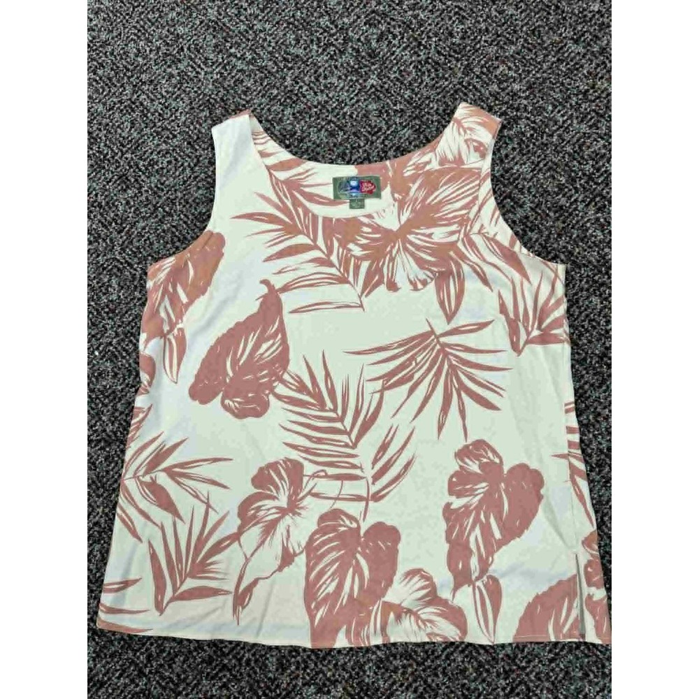 Hilo Hattie Hawaiian Tank Top Tropical Floral Sleeveless Blouse Size‎ L